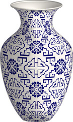 Navy blue China porcelain vase geometry spiral ladder flower