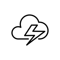 thunder rain cloud flat line icon