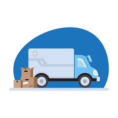 Car for the delivery of goods icon. Free shipping icon. Delivery truck. Vector illustration.