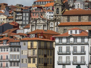 Fototapeta premium Aerial view of modern buildings in Porto, Portugal