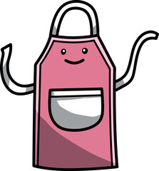 Cute pink apron with a smiling face isolated on a white background