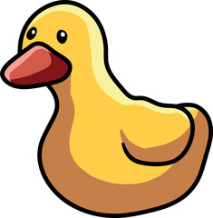 Cute yellow duck isolated on white background