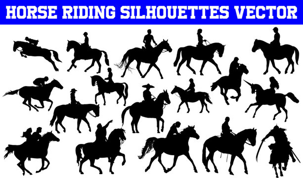 Horse Riding Silhouettes | Horse Riding SVG | Clipart | Graphic | Cutting files for Cricut, Silhouette
