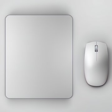 Blank mouse pad with computer mouse for branding or design presentation. 3d render illustration.