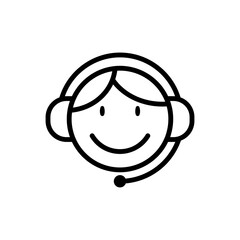 customer service symbol flat line icon