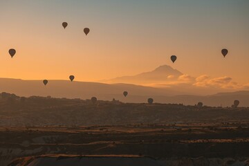 Scenic view of the Cappadocia Balloon Festival in Goreme National Park, Turkey