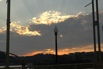 sunset over the city