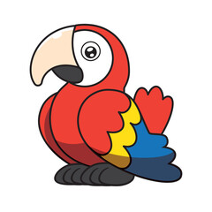 Cute cartoon colorful parrot on a white background