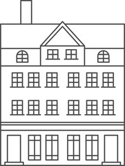 Old European houses. Architecture of the Netherlands. Outline illustration.