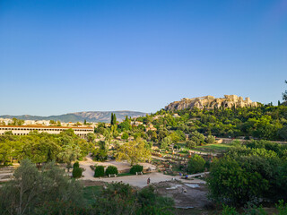 Fototapeta na wymiar View of the Acropolis of Athens and Ancient Agora
