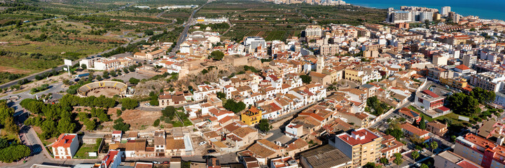 Obraz premium Bird's Eye Perspective Old Town of Oropesa del Mar, Valencia Community, Spain