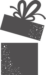 Simple gift box. Textured icon. Silhouette of the box. 