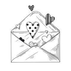 Open envelope with hearts isolated on a white background. Vector - 545744722