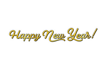手書風のHappy New Year の文字 - お正月･年賀状の賀詞の素材 - ゴールド
