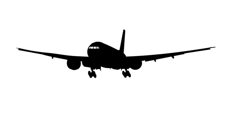 black airplane silhouette, landing gear down clip art preview