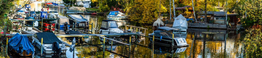 POTSDAM, GERMANY - October 15 2022: Motor yacht club Tegel in Potsdam, The eastern shore of Lake...