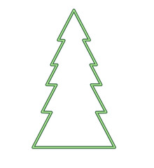 Glowing neon Christmas Tree Design element Vector illustration Isolated on white background