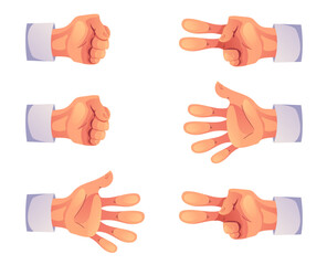 Rock, paper, scissors game with hand gestures abstract concept. Vector graphic design illustration element