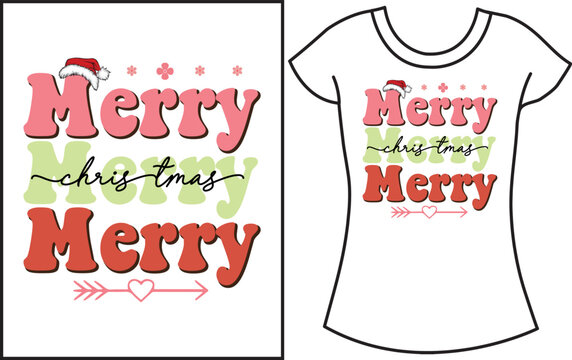 Christmas groovy SVG retro t-shirt design.  Christmas vintage color family gift t-shirt design for the family.
