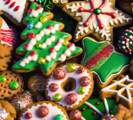 Fototapeta na wymiar Chrismas cookies zoom shot with gingerbread and icing digital 3D illustration 
