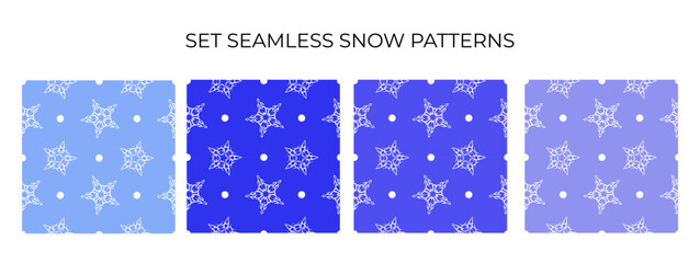 Set Vector seamless snowflake pattern snow repeated background trendy color new year xmas pattern with snow 
