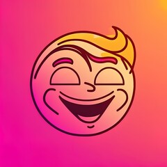 warm gradient line drawing of a laughing cartoon man rubbign eyes