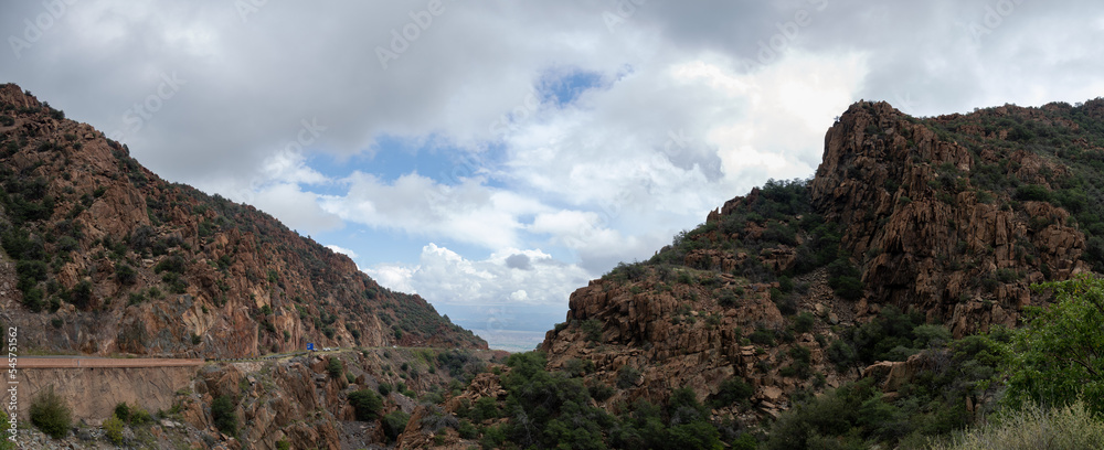 Wall mural a panoramic view of arizona state route 89 cutting through the mountains near jerome, az