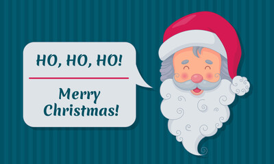 Cute Santa Claus with the beard in the Christmas hat with the pompom. Vector illustration.