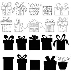 gift set doodle sketch ,outline isolated
