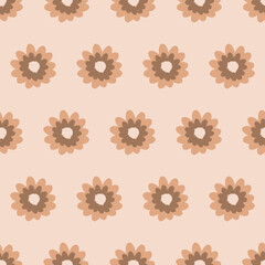 Seamless geometric pattern with flowers on light background. Vector print for fabric background, textile