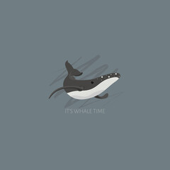 Vector illustration of a whale. Scandinavian colors. Underwater world, Marine life. Save the ocean. World whale day