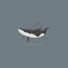 A whale. Underwater world, Marine life. Vector illustration of a whale. Save the ocean. World whale day. Scandinavian colors