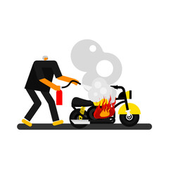Cartoon of bikes firing motorcycle on fire