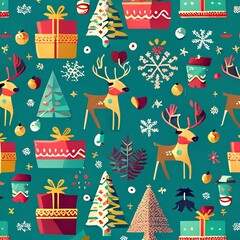 retro christmas doodle pattern