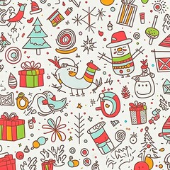 Abstract retro christmas doodles