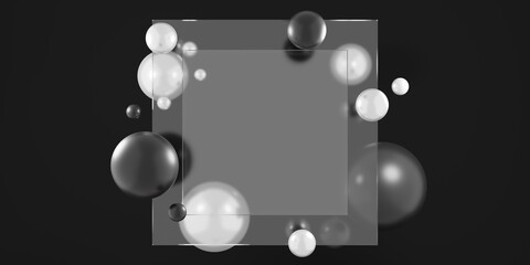 Glass frame for text and pictures Modern Decorative Background 3D Illustrations