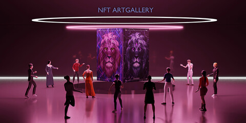 NFT Art Gallery on Metaverse NFT Projects  Avatar Legs  virtual world on Metaverse 3D Illustrations