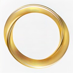 Abstract transient golden metallic circle or ring, isolated on white background.