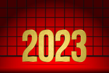 2023 illustration isolated on red background for new year celebration