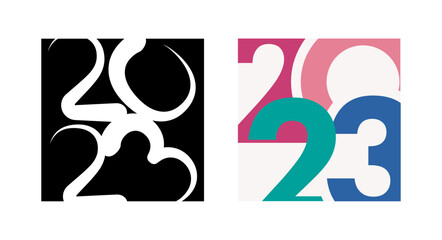 Creative numbers 2023. Merry Christmas and happy New Year 2023. Vector illustration