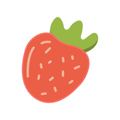 Ripe red strawberry flat icon
