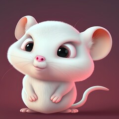 cute little white mouse cartoon
