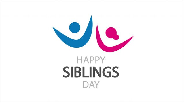 Siblings day typography logo brothers and sisters, art video illustration.