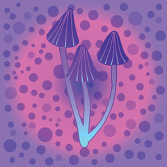 Magic mushroom. Psychedelic hallucination. Vibrant vector illustration. 60s hippie colorful art. EPS