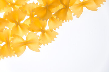 Pasta pattern on a white background close-up.