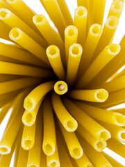 Spaghetti fan on a white background close-up.