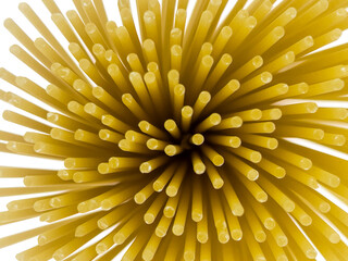 Spaghetti fan on a white background close-up.