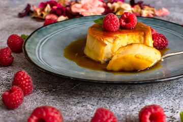 Custard creme caramel flan dessert