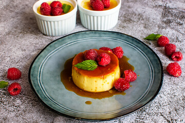 Custard creme caramel flan dessert