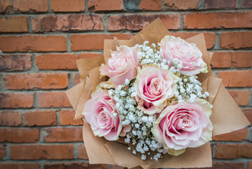 weddings bouquet pink roses wall